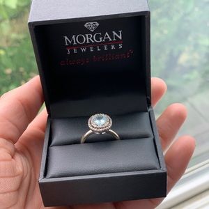Aquamarine Dimond halo ring